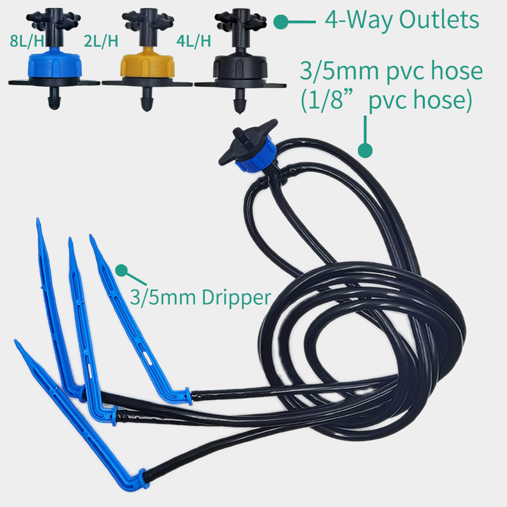 Rumah kaca Drip irigasi 4-cara - Root Watering Spike ulasan dan harga